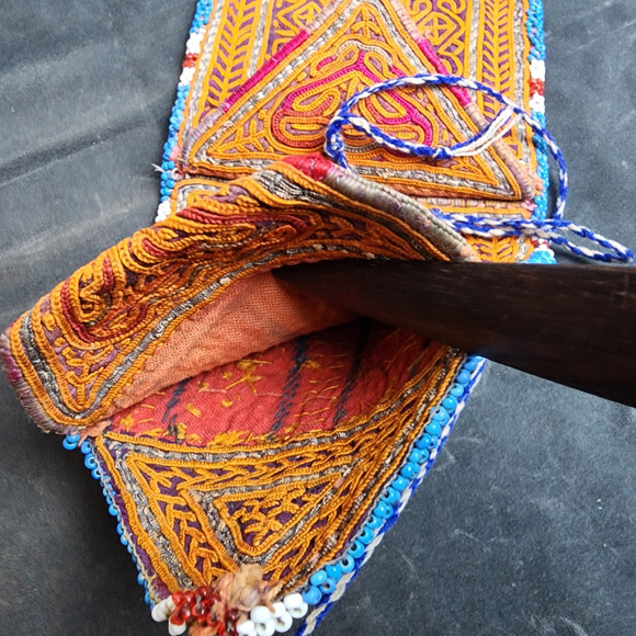 Kuchi Embroidered Pouch Wallet Central Asian Handmade Beaded String Tie - Picture 6 of 10
